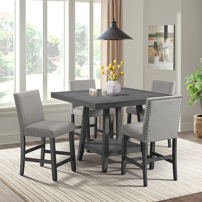 Seneca Counter Height Dining Set in Brown-Table and Four Chairs