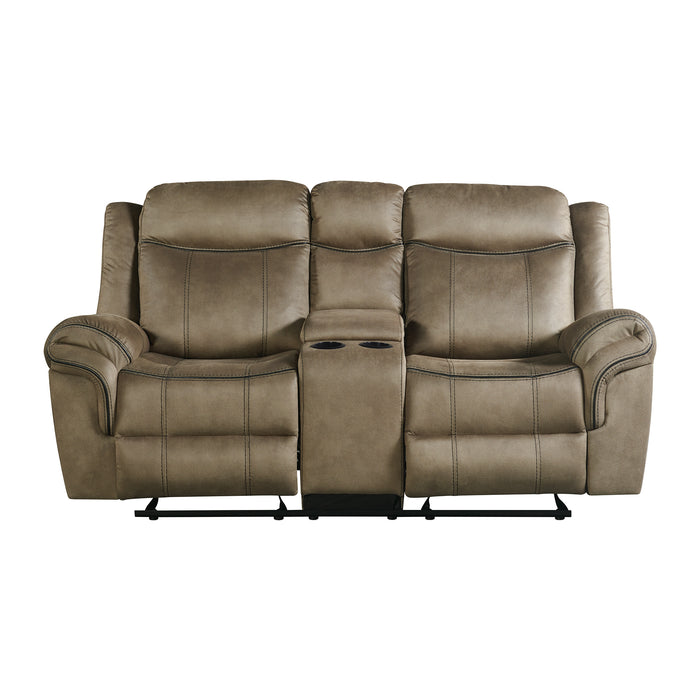 Sorrento Motion Loveseat with Console in T101 Brown
