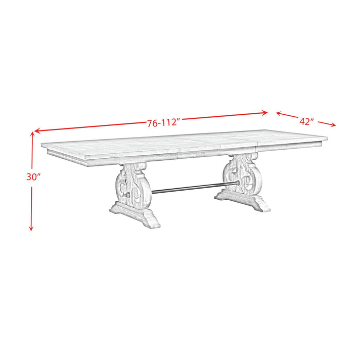 Stone 6PC Dining Set in Charcoal - Table, 4 Wooden Swril Back Side Chairs, & Pew Bench