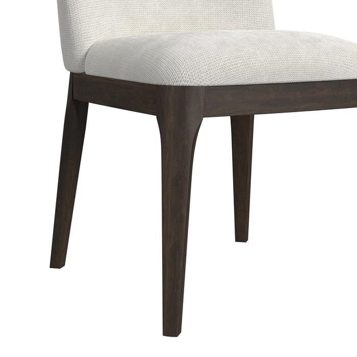 Sylvie Dining Side Chair with White Fabric in Dark Brown (2 Per Carton)