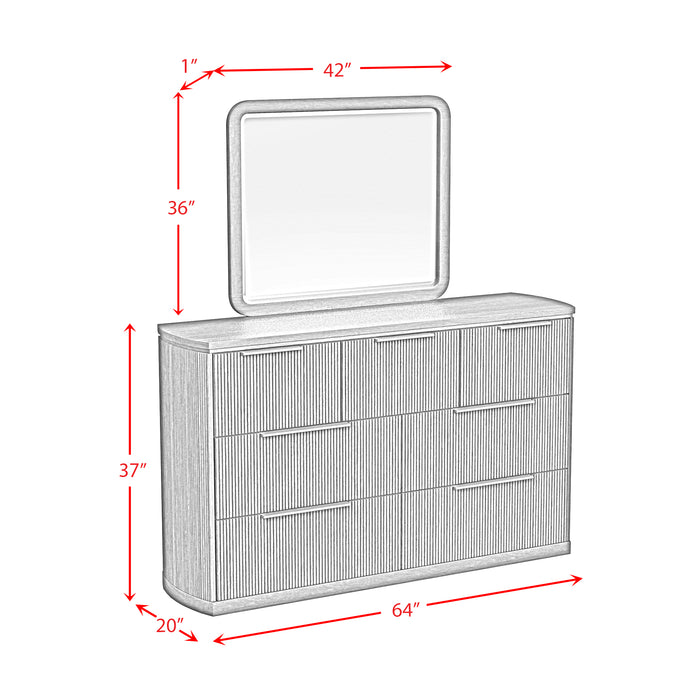 Sylvie Dresser and Mirror Set in Dark Brown