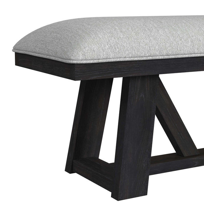Transcend Dining Bench with Light Grey Fabric in Charcoal