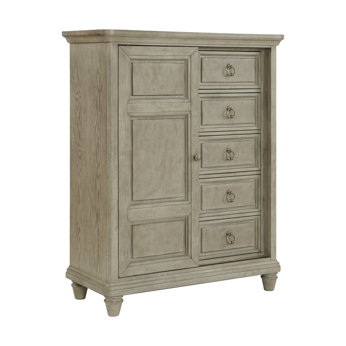 Whit-Ash Panel Bedroom Set with Door Chest