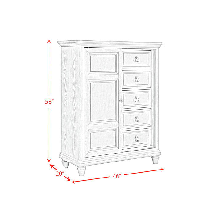 Whit-Ash Panel Bedroom Set with Door Chest