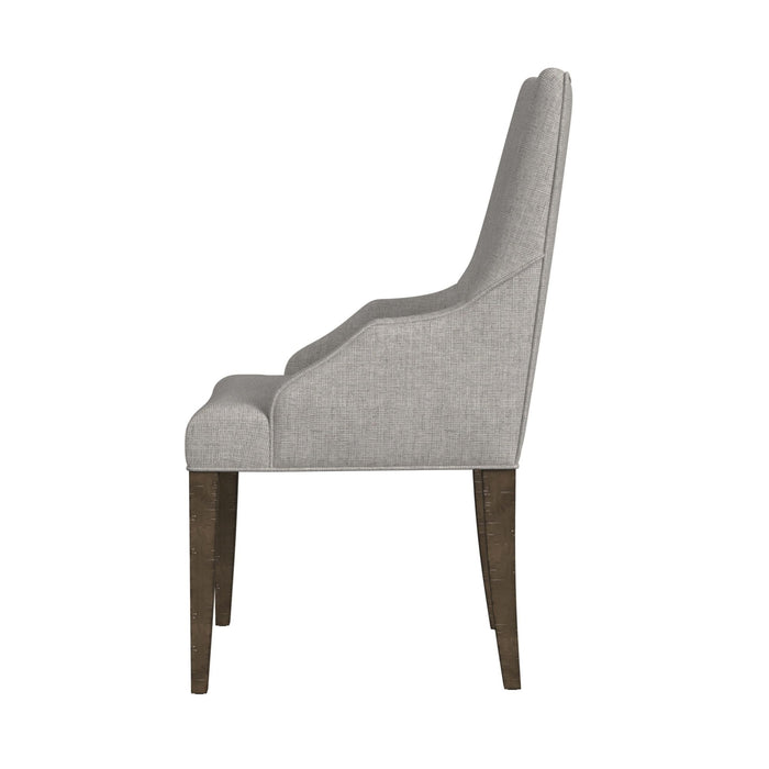 Yellowstone Dining Host Chair with Grey Fabric in Medium Brown (2 Per Carton)