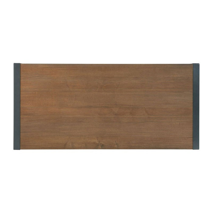 Elements International Industrial Dining Table in Gunmetal and Brown