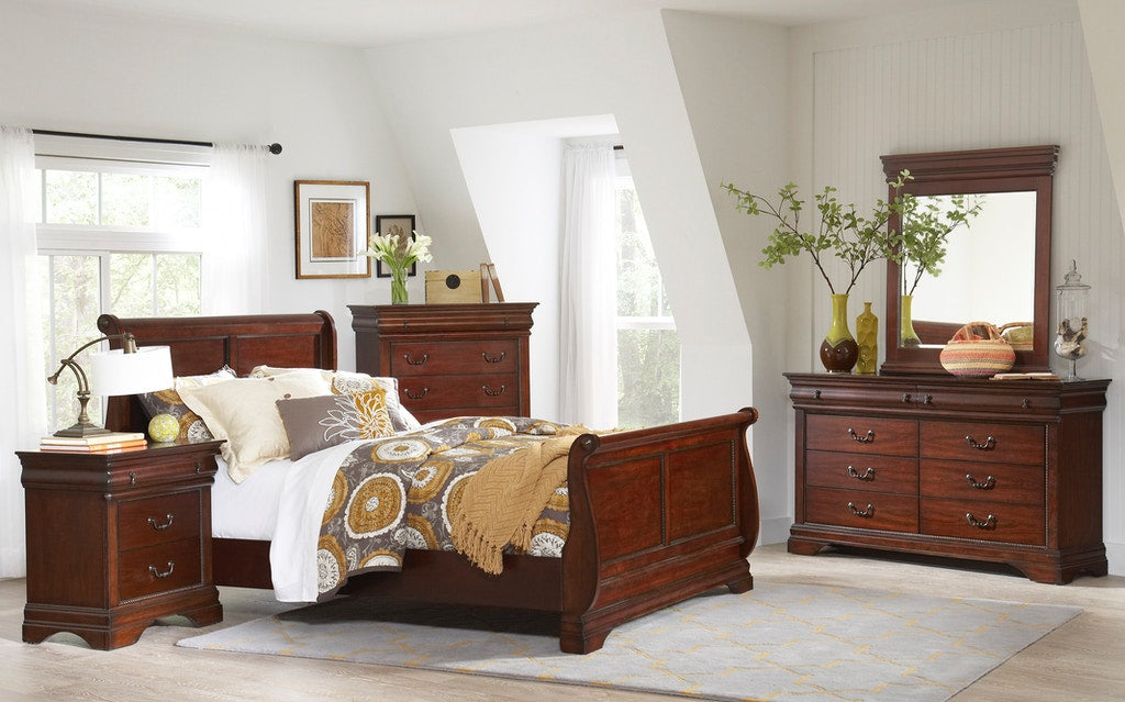 Elements International Chateau Full Sleigh Bed in Cherry LCT600FB