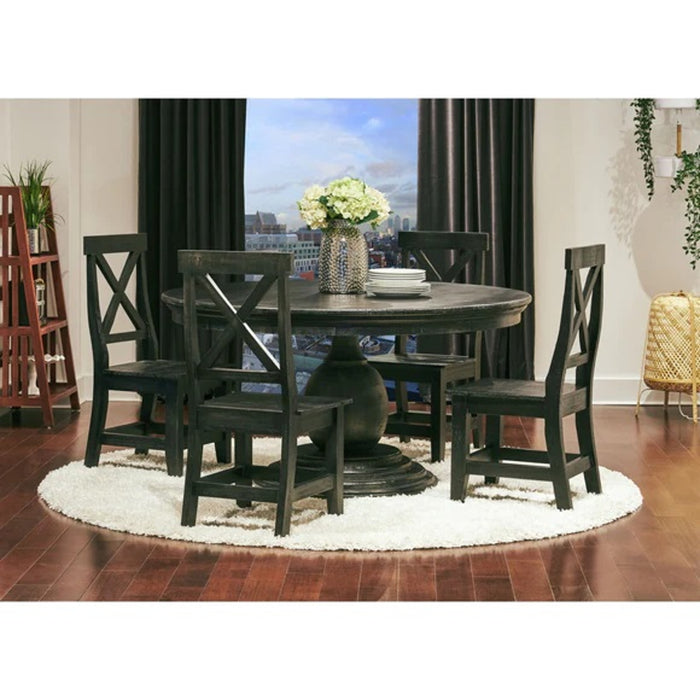 Elements International Britton Wooden Side Chair (Set of 2) in Charcoal