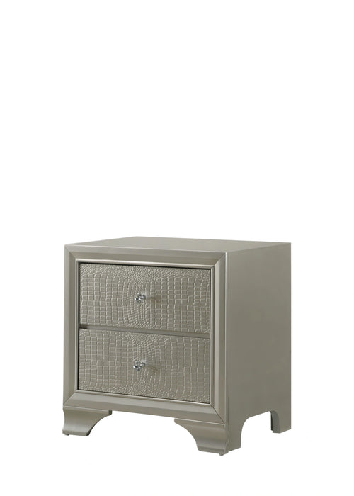 Crown Mark Lyssa 2 Drawer Nightstand in Embossed Crocodile Pattern image
