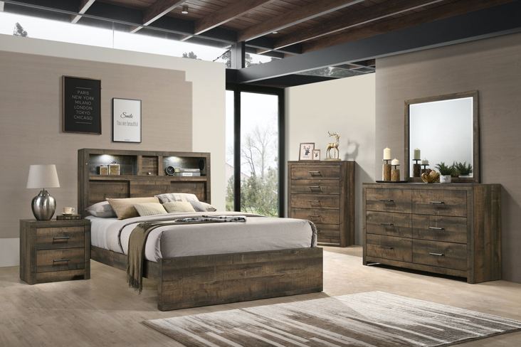 Elements International Bailey King Music Bed in Warm Walnut BY520KB