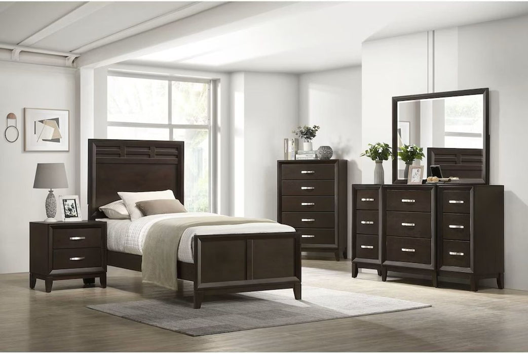 Elements International Beaumont Full Panel Bed in Merlot B.1140.TPB