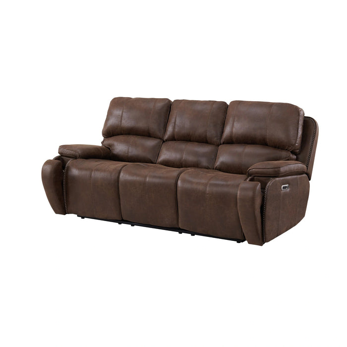 Atlantis Power Motion Sofa with Power Motion Head Recliner in Heritage Brown