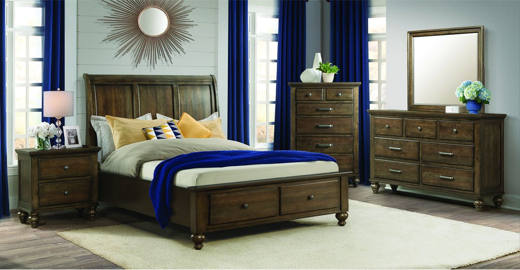 Elements International Chatham King Storage Bed in Warm Gray