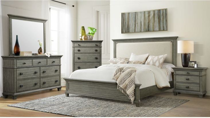 Elements International Crawford 3 Drawer Nightstand in Gray