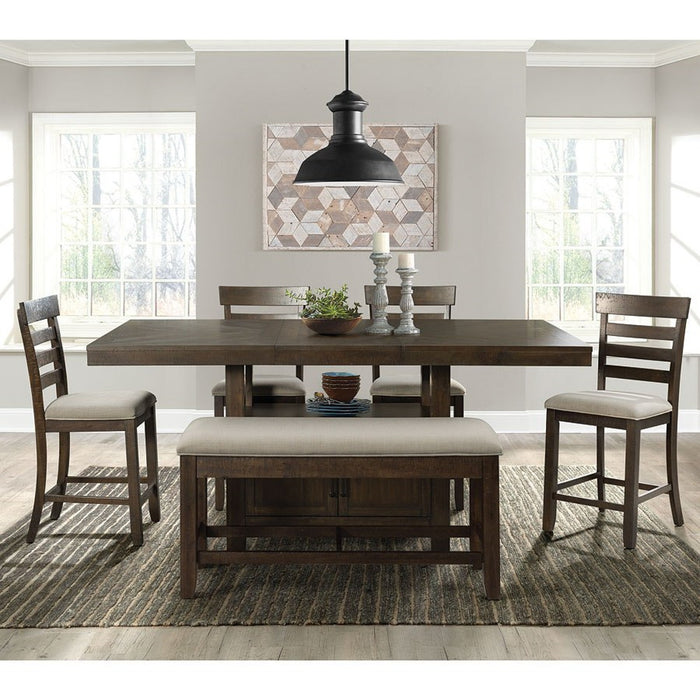 Elements International Colorado Counter Height Bench in Charcoal