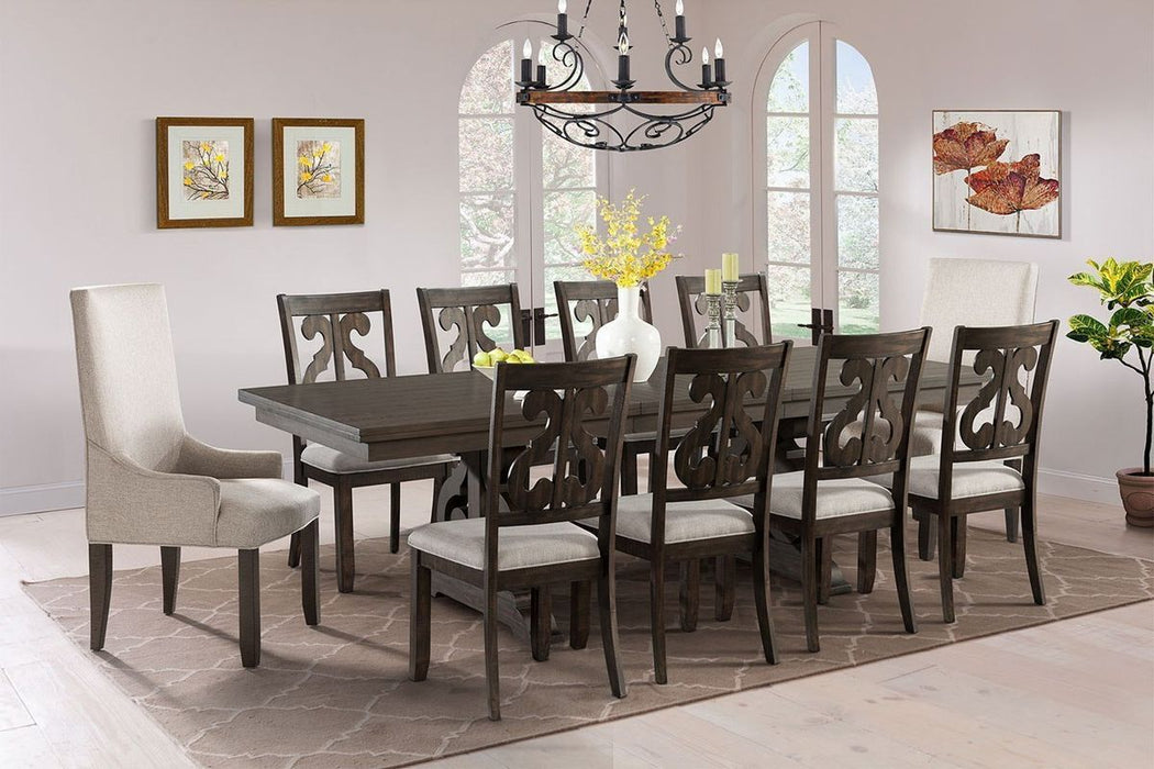 Elements International Stone Swirl Back Side Chair (Set of 2) in Cream/Dark Ash