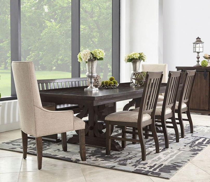 Elements International Stone Upholstered Side Chair (Set of 2) in Cream/Dark Ash