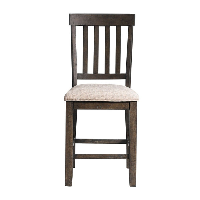 Elements International Stone Counter Height Chair (Set of 2) in Cream/Dark Ash