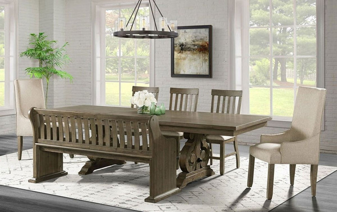 Elements International Stone Pew Bench in Grey