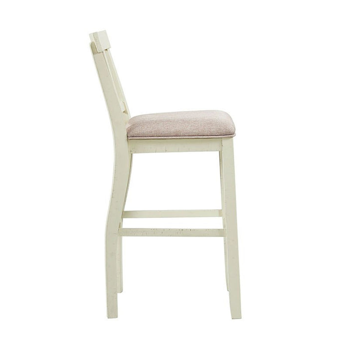 Elements International Stone 30 Inch Bar Slat Back Stool (Set of 2) in White
