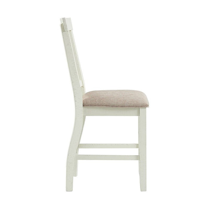 Elements International Stone Counter Height Slat Back Side Dining Chair (Set of 2) in White