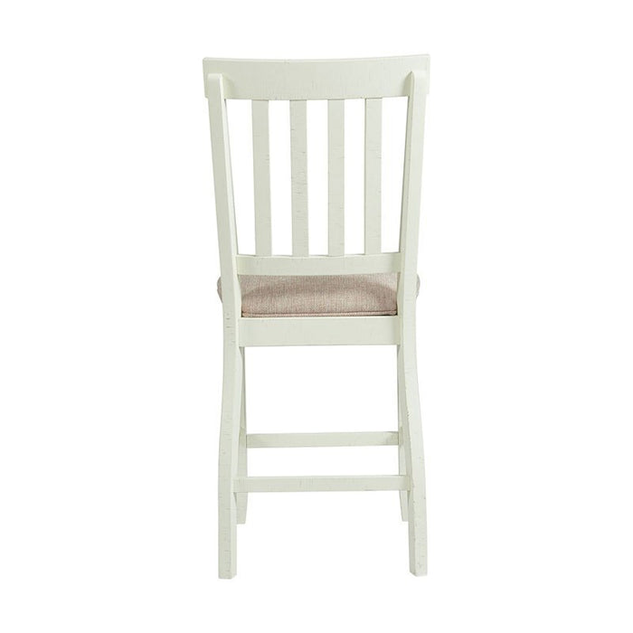 Elements International Stone Counter Height Slat Back Side Dining Chair (Set of 2) in White