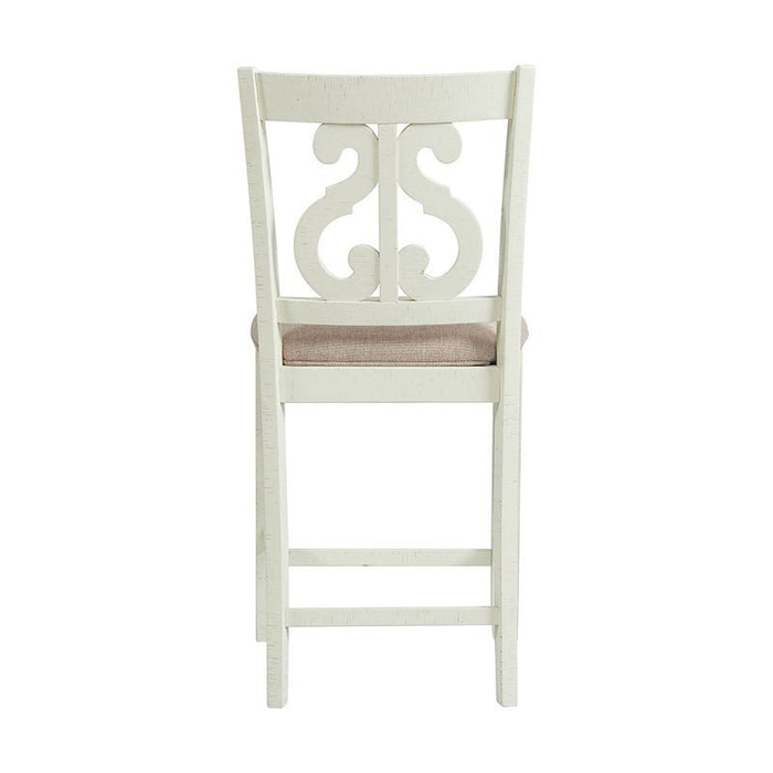 Elements International Stone Counter Height Swirl Back Side Dining Chair (Set of 2) in White