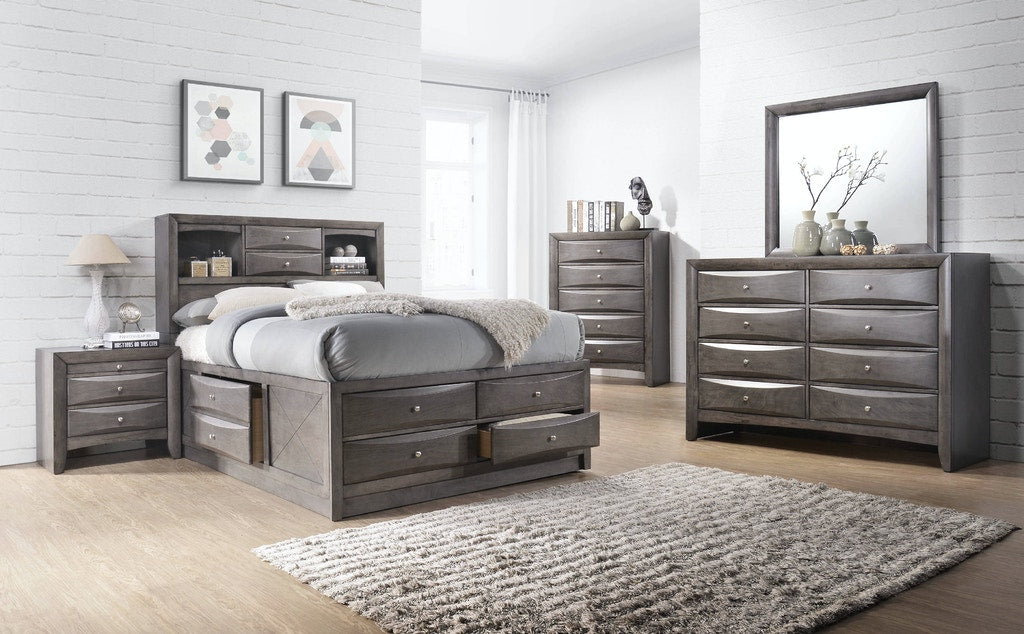 Elements International Emily Grey 5 Drawer Chest in Gray