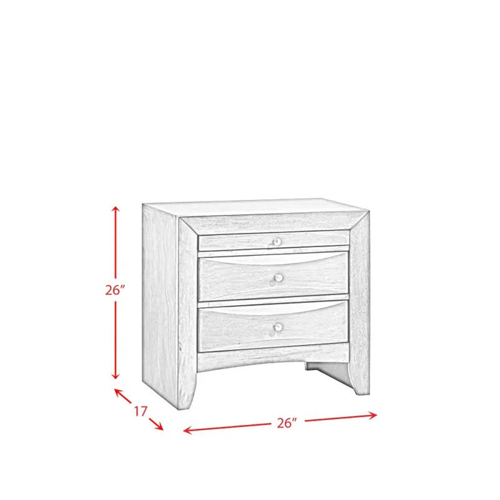 Elements International Emily 3 Drawer Nightstand in Black