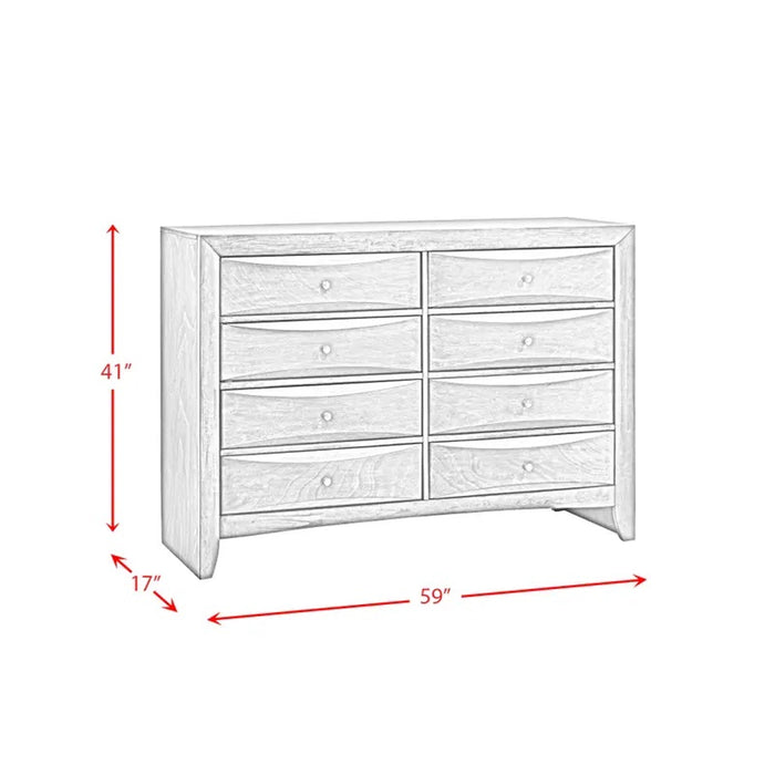 Elements International Emily 8 Drawer Dresser in Black EM800DR