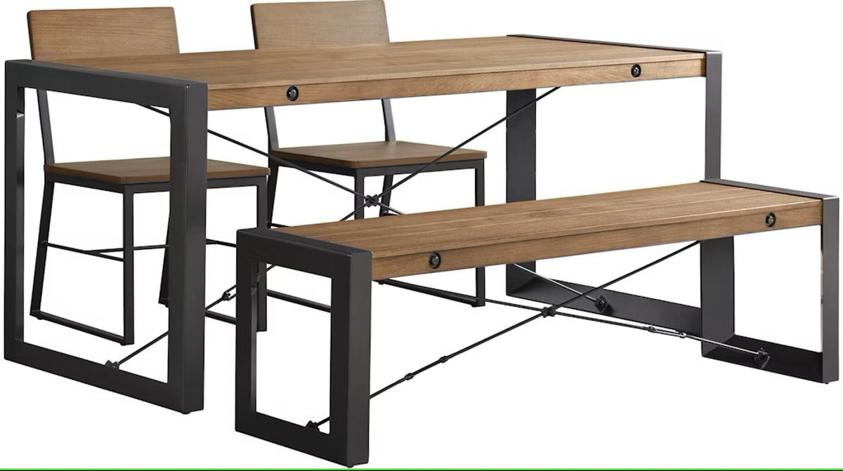 Elements International Industrial Bench in Gunmetal and Brown