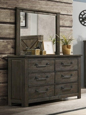 Elements International Maverick 6 Drawer Dresser in Dark Brown