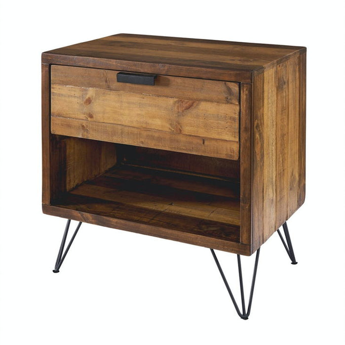 Elements International Cruz 1 Drawer Nightstand in Brown