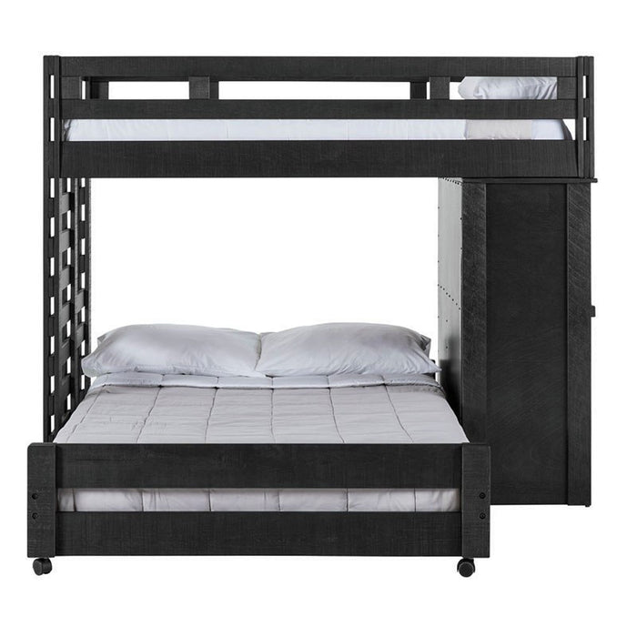 Elements International Vista Twin over Full Basic Loft Bed with Desk in Grey