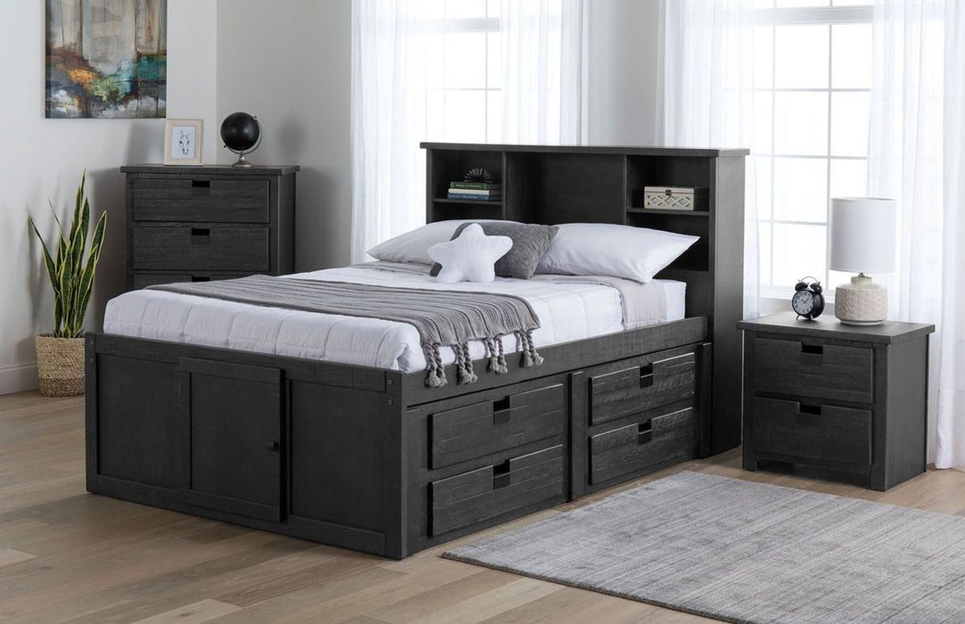 Elements International Vista Captain Bed Full Storage Bed in Grey