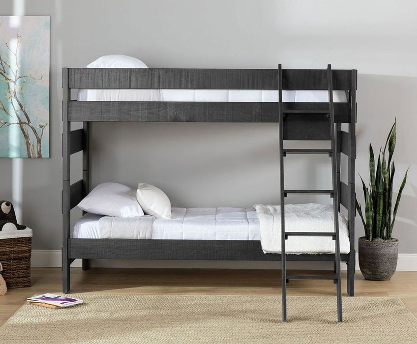 Elements International Vista Twin over Full Bunk Bed with Ladder in Grey