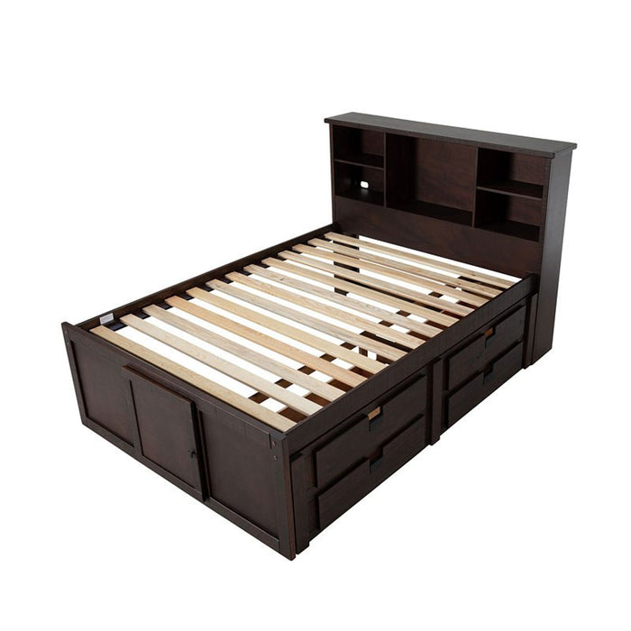 Elements International Vista Captain Bed Full Storage Bed in Brown