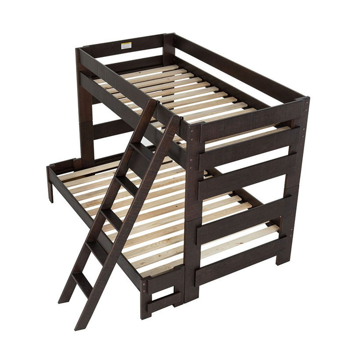 Elements International Vista Twin over Full Bunk Bed with Ladder in Brown