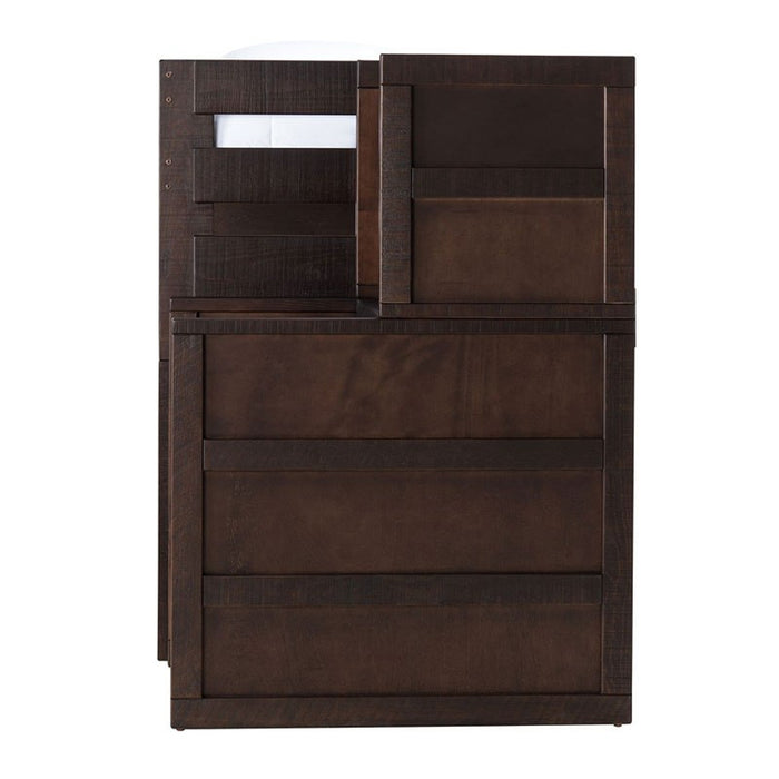 Elements International Vista Twin over Twin Bunk Bed with Staircase in Brown