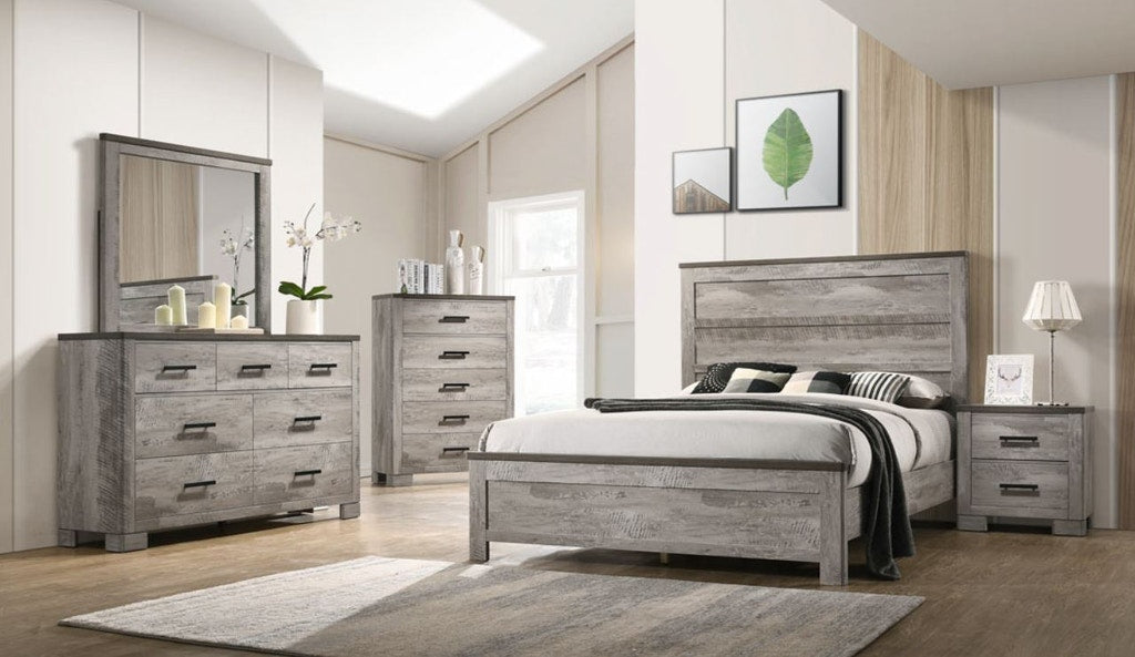 Elements International Millers Cove 2 Drawer Nightstand in Gray