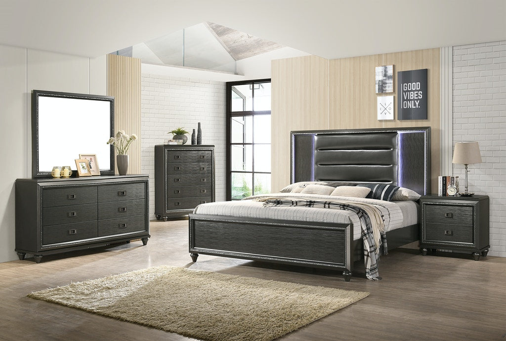 Elements International Moonstone 2 Drawer Nightstand in Black